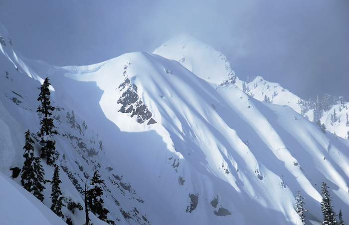 Steep, snow covered mountains