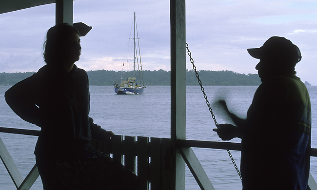 Talking on the deck, Panama